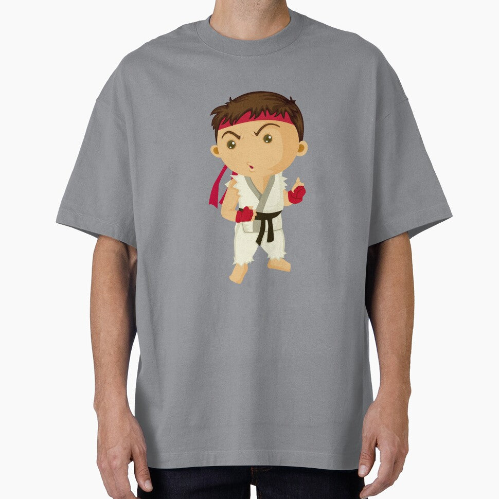 Cute Chibi Street Fighter Martial Artist Sticker | Kawaii Fighting Game Character Retro Style Tee