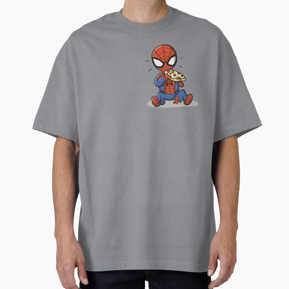 Baby Spidey Munching Pizza - Trendy Hilarious Comic Spider Art Eating Food Meme Cartoon Costume Classic Graphic Shirt