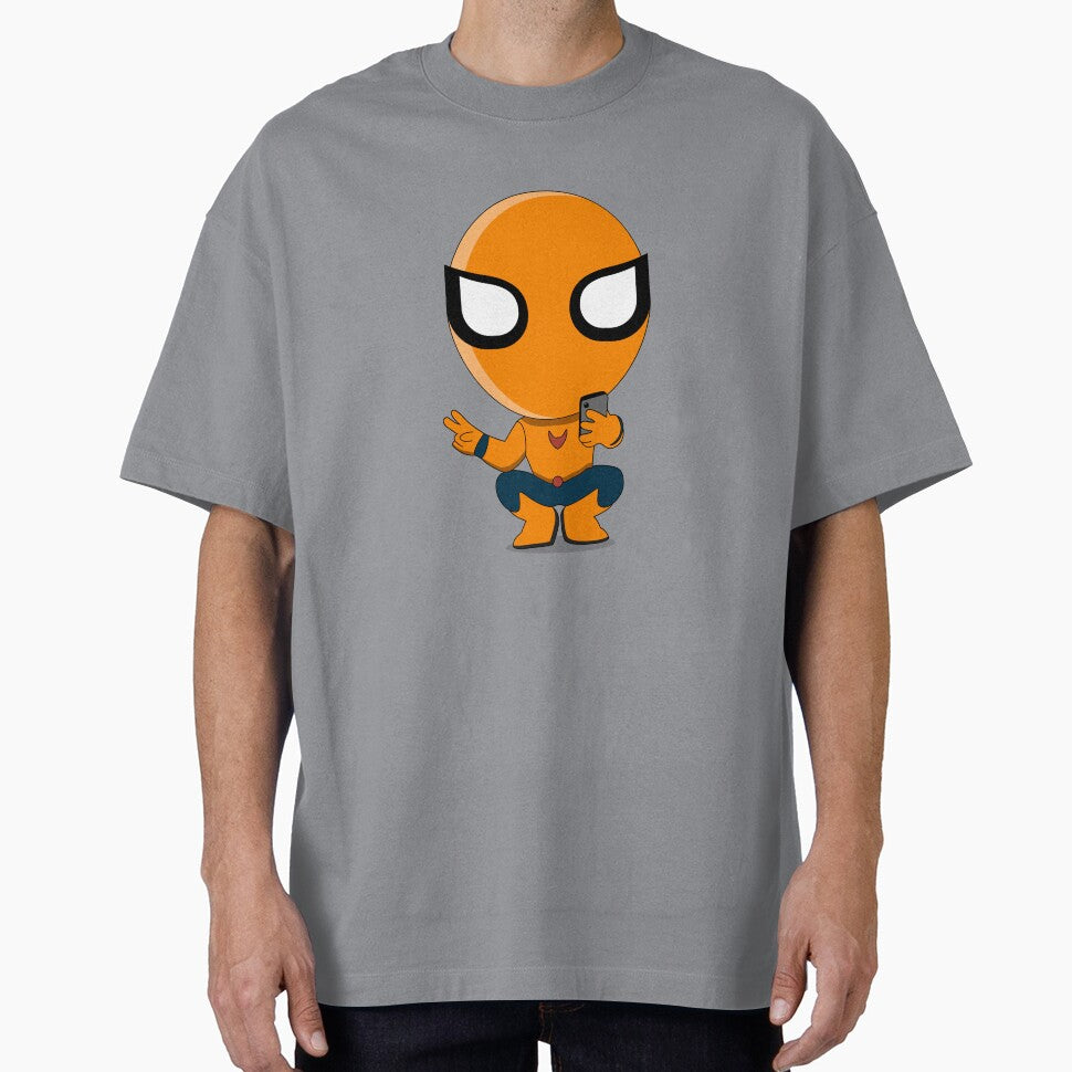 Cute Orange Superhero Mascot Sticker | Chibi Cartoon Hero Character | Cute Orange Superhero Mascot Cartoon Sticker | Chibi Comic Character Graphic T-Shirt