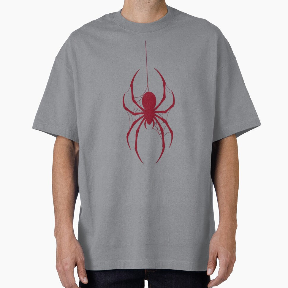 Crimson Hanging Spider Silhouette Gothic Web Art - Spider Man Brand New Day Casual Print T-Shirt