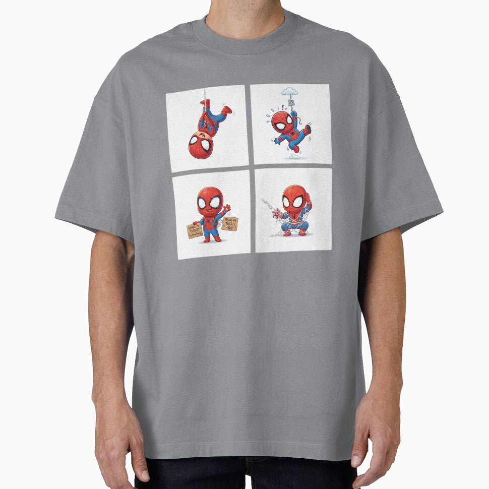 Cute Web Hero Motivational Set | Hang In There Cartoon Superhero | Funny Chibi Character Bundle Retro Style Tee