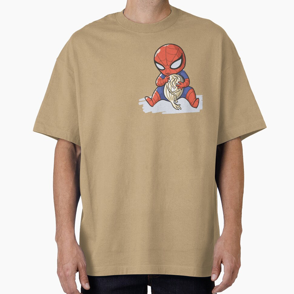 Baby Spider Onion Ring Snack Attack - Hilarious Comic Spider Art Eating Food Meme Cartoon Costume Graphic T-Shirt