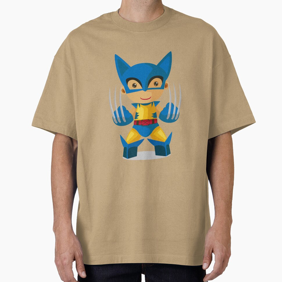 Cute Chibi Wolverine Superhero Cartoon Sticker | Adorable Comic Hero Vector Art Classic Graphic Shirt