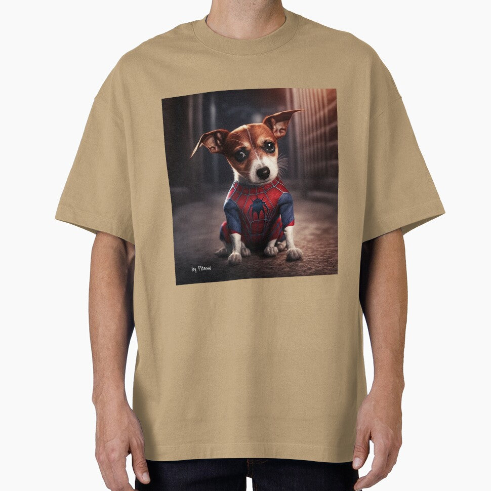 Cute dog wearing a spiderman costume - Jack Russel Terrier spiderman Retro Style Tee