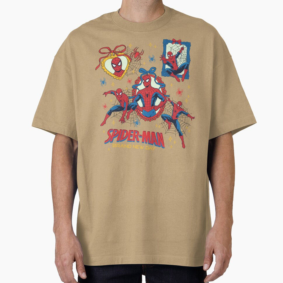 Comic Style Web Hero Collage With Bow Frame Design Graphic T-Shirt