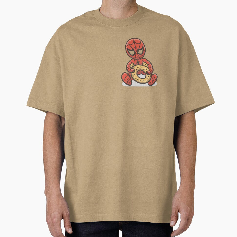 Baby Spider Bagel Break - Trendy Hilarious Comic Spider Art Eating Food Meme Cartoon Costume Retro Style Tee
