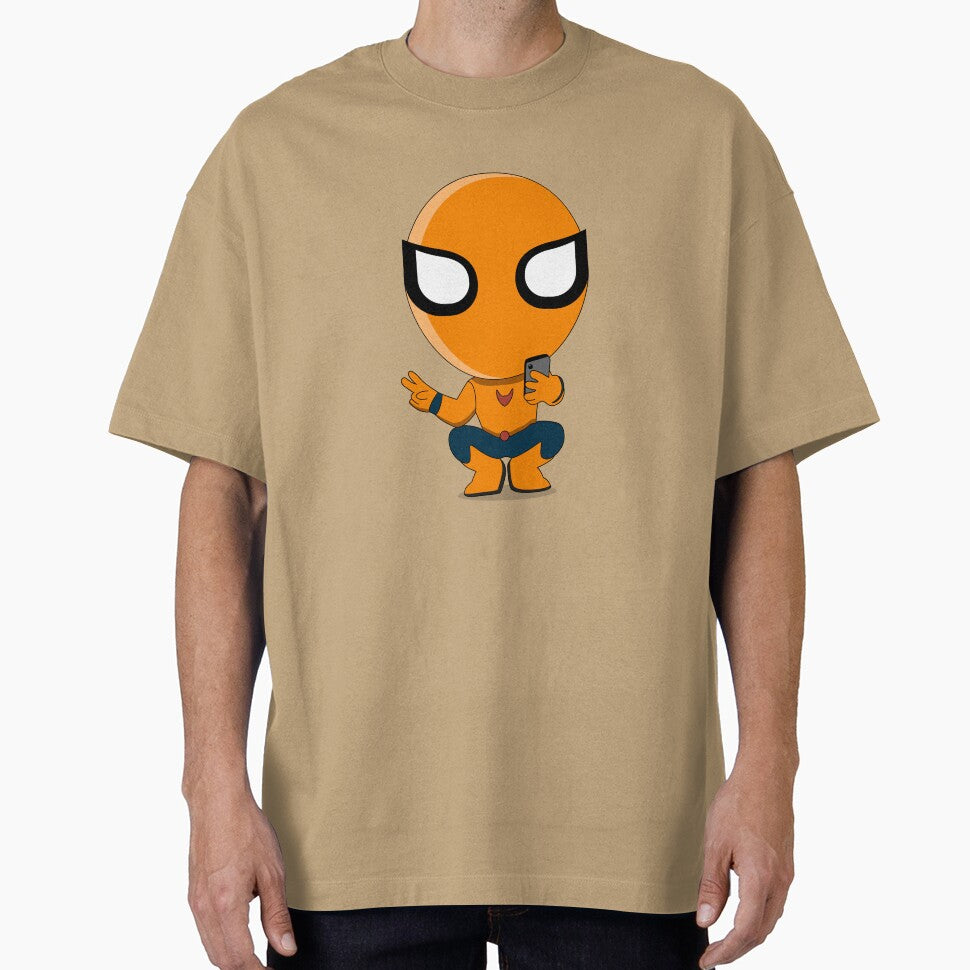 Cute Orange Superhero Mascot Sticker | Chibi Cartoon Hero Character | Cute Orange Superhero Mascot Cartoon Sticker | Chibi Comic Character Graphic T-Shirt