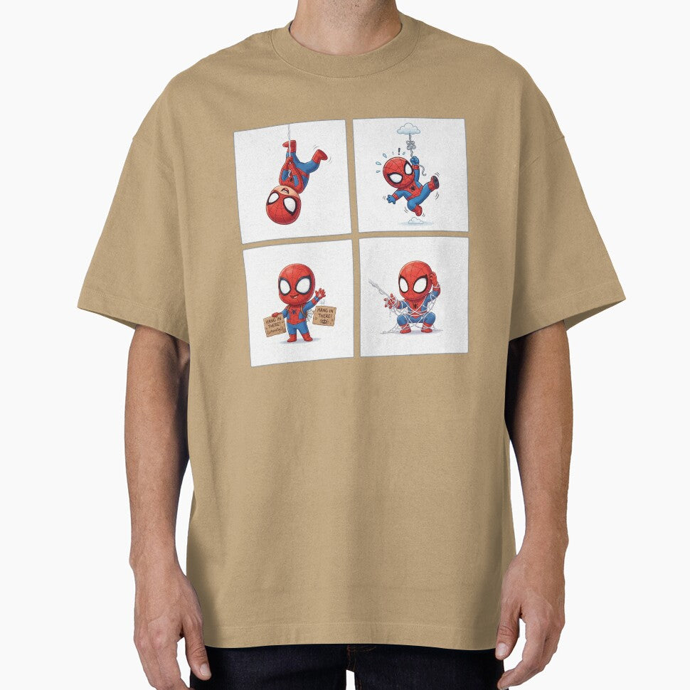 Cute Web Hero Motivational Set | Hang In There Cartoon Superhero | Funny Chibi Character Bundle Retro Style Tee