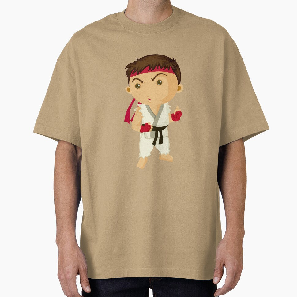 Cute Chibi Street Fighter Martial Artist Sticker | Kawaii Fighting Game Character Retro Style Tee