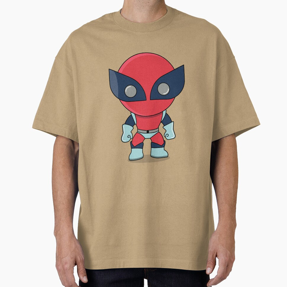 Cute Red Superhero Mascot Sticker | Chibi Comic Character | deadpool Vintage-Inspired T-Shirt