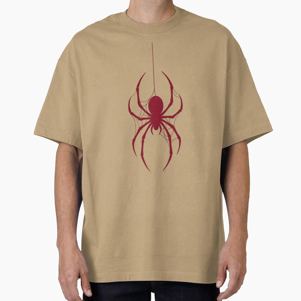 Crimson Hanging Spider Silhouette Gothic Web Art - Spider Man Brand New Day Casual Print T-Shirt