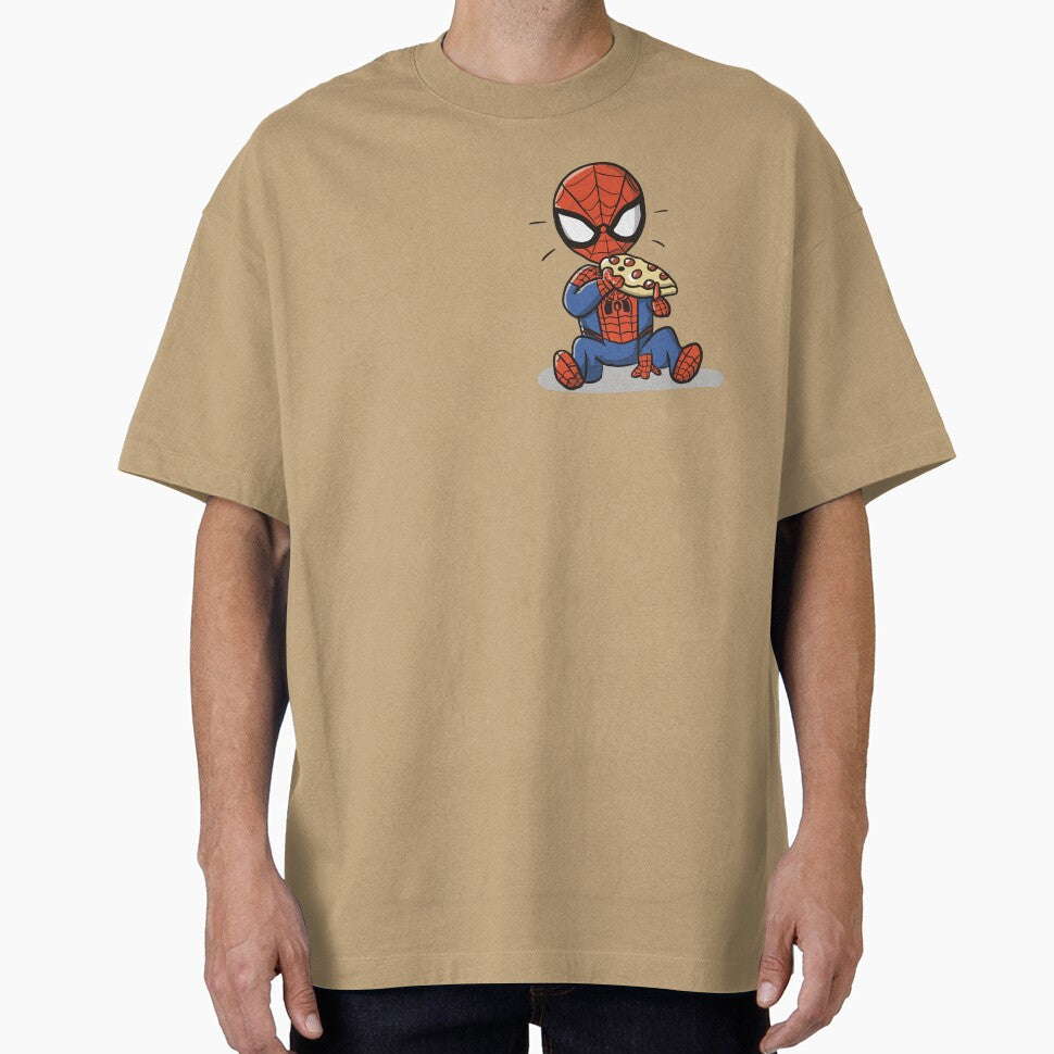 Baby Spidey Munching Pizza - Trendy Hilarious Comic Spider Art Eating Food Meme Cartoon Costume Classic Graphic Shirt