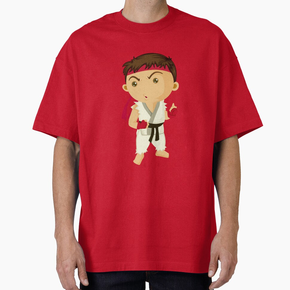 Cute Chibi Street Fighter Martial Artist Sticker | Kawaii Fighting Game Character Retro Style Tee