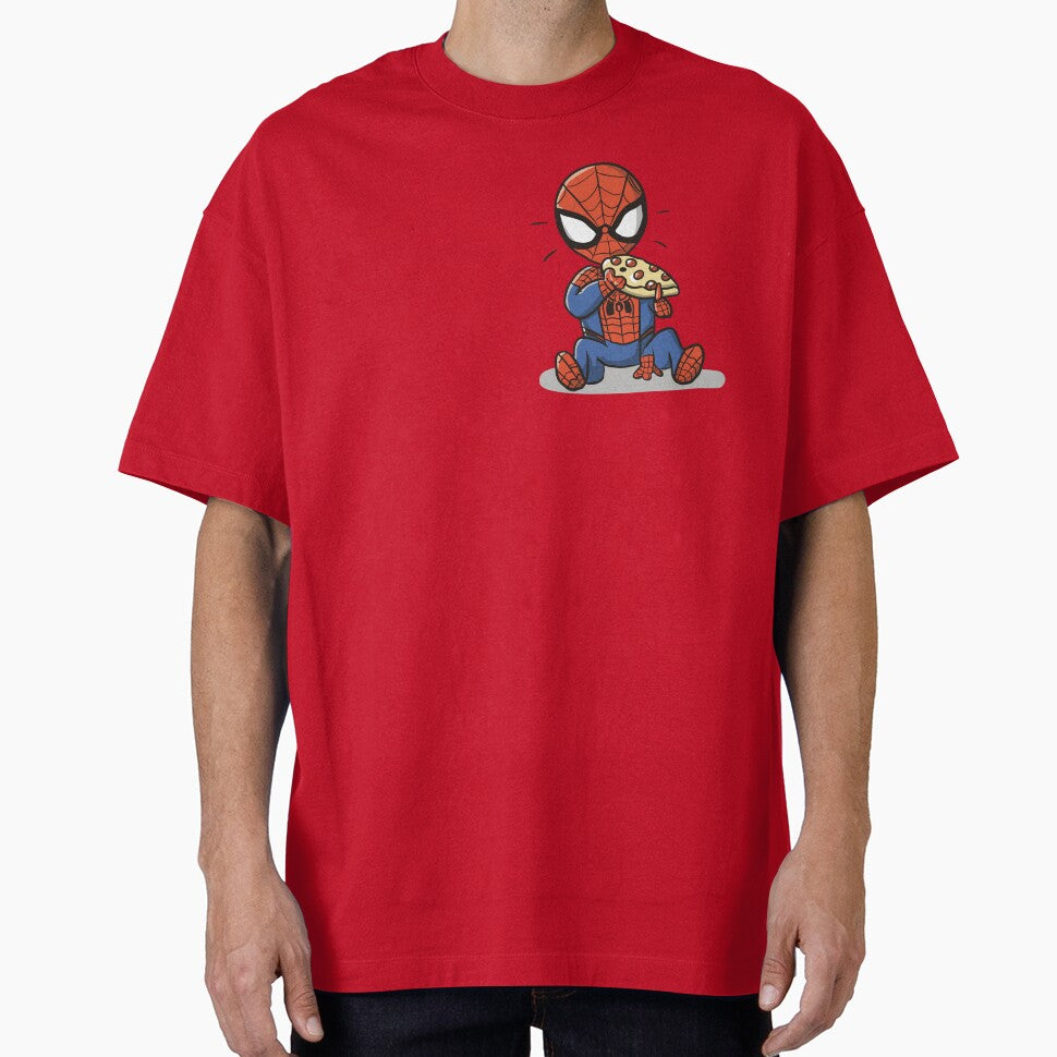 Baby Spidey Munching Pizza - Trendy Hilarious Comic Spider Art Eating Food Meme Cartoon Costume Classic Graphic Shirt
