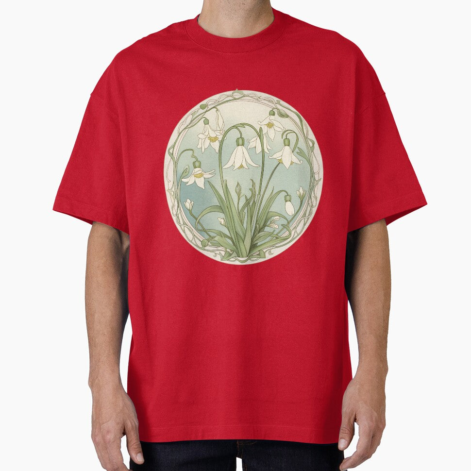 Art Nouveau Inspired Blooming Spring Snowdrops Retro Style Tee