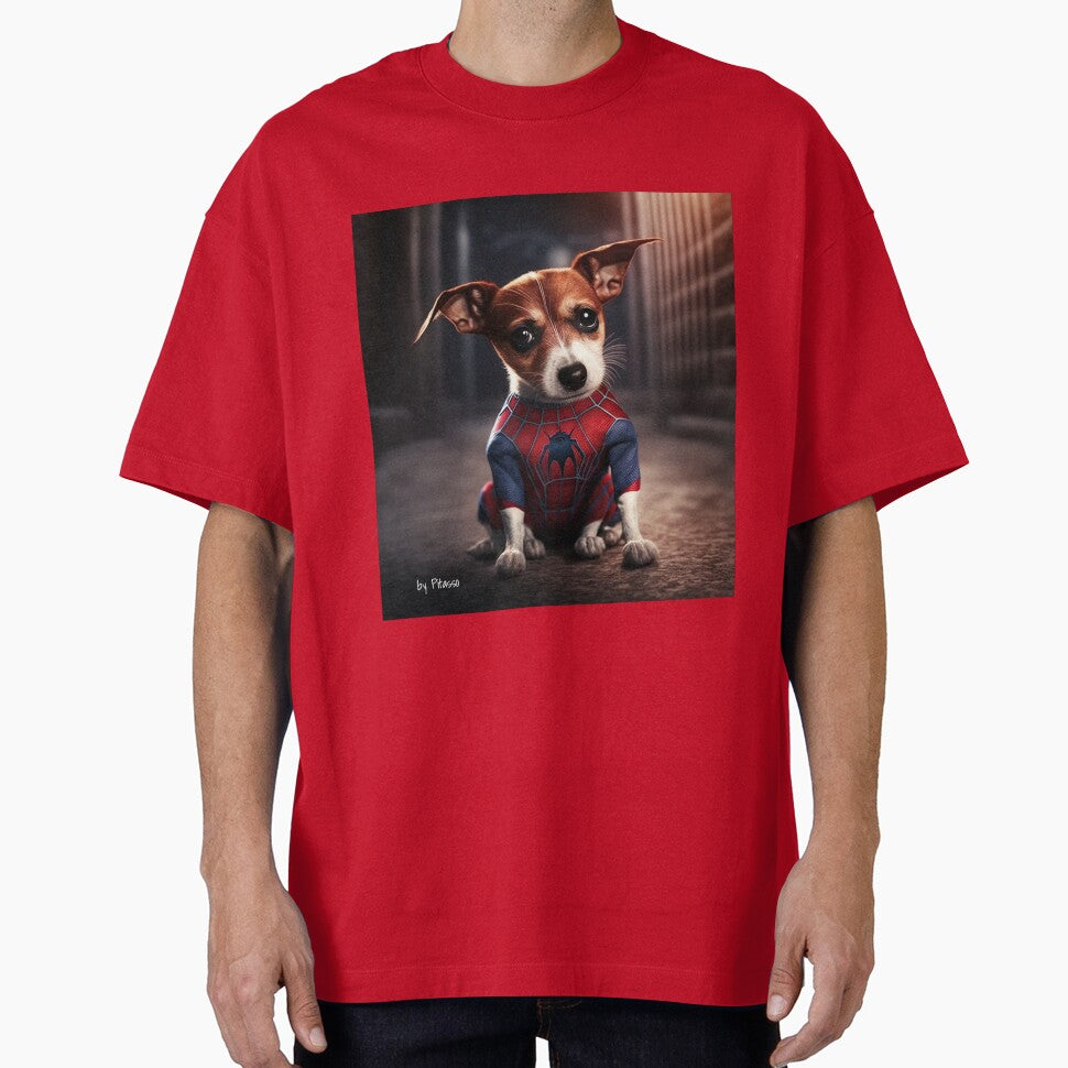 Cute dog wearing a spiderman costume - Jack Russel Terrier spiderman Retro Style Tee