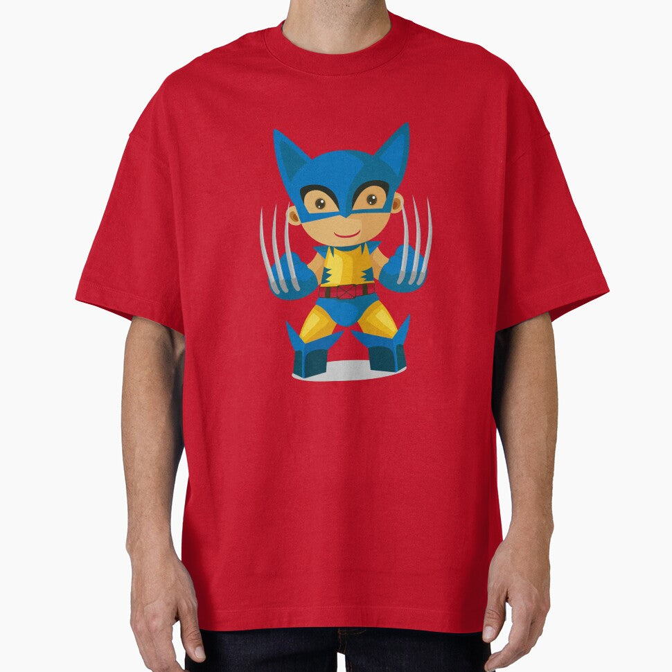 Cute Chibi Wolverine Superhero Cartoon Sticker | Adorable Comic Hero Vector Art Classic Graphic Shirt