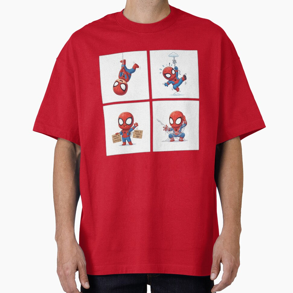 Cute Web Hero Motivational Set | Hang In There Cartoon Superhero | Funny Chibi Character Bundle Retro Style Tee