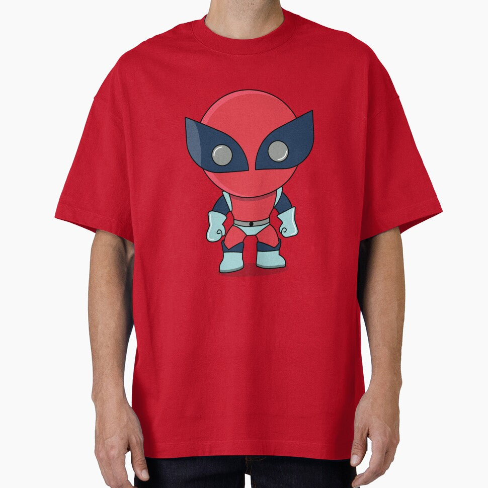 Cute Red Superhero Mascot Sticker | Chibi Comic Character | deadpool Vintage-Inspired T-Shirt
