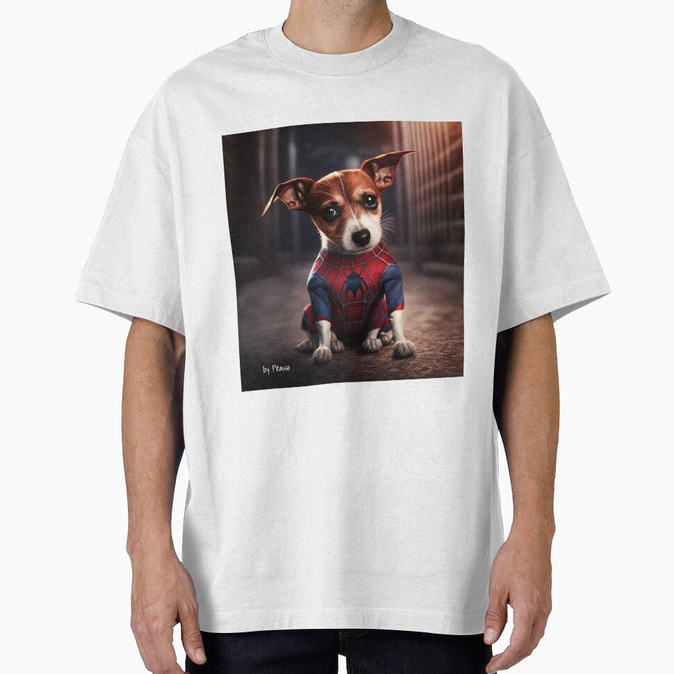 Cute dog wearing a spiderman costume - Jack Russel Terrier spiderman Retro Style Tee