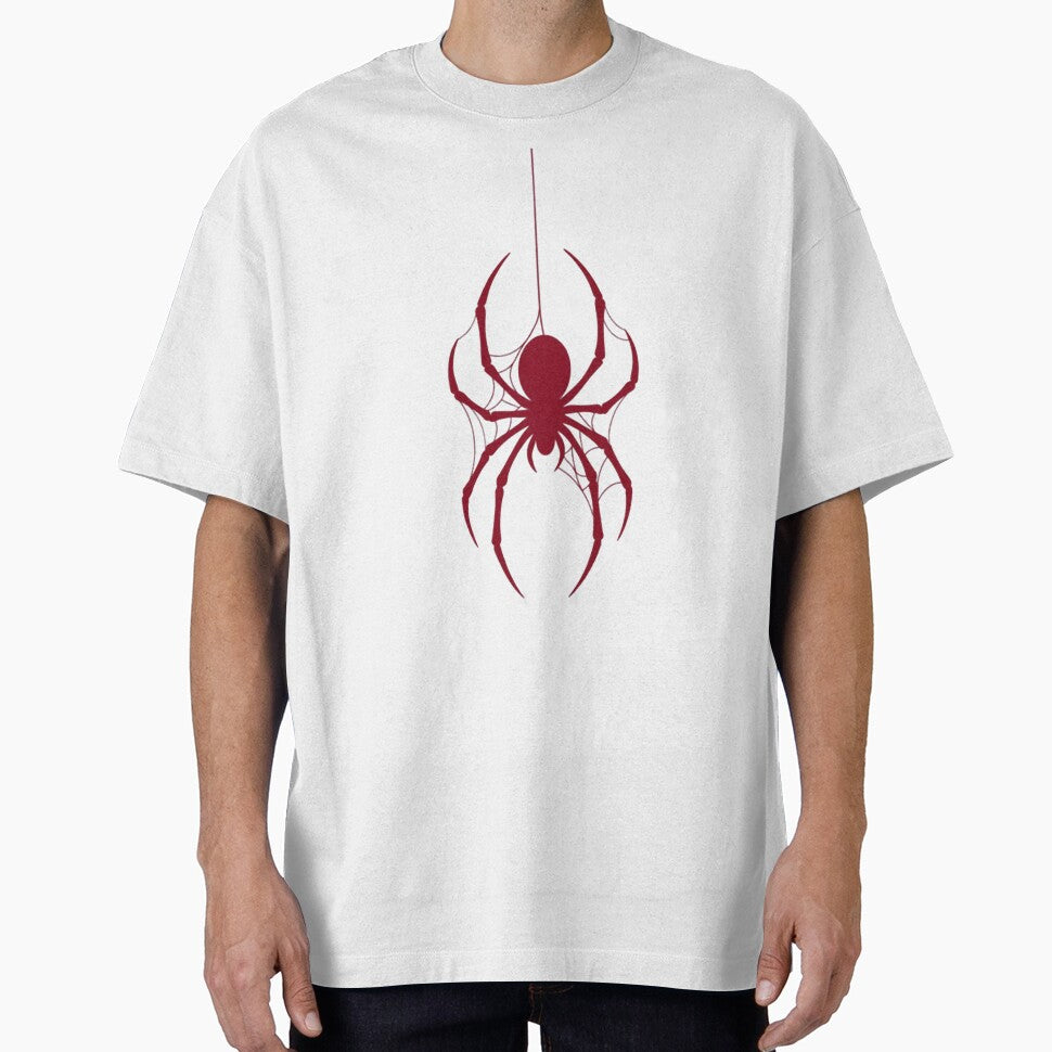 Crimson Hanging Spider Silhouette Gothic Web Art - Spider Man Brand New Day Casual Print T-Shirt