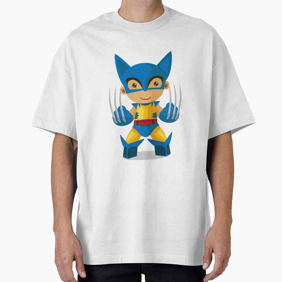 Cute Chibi Wolverine Superhero Cartoon Sticker | Adorable Comic Hero Vector Art Classic Graphic Shirt