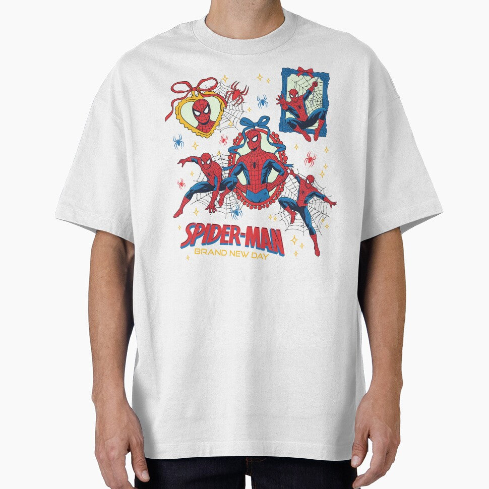 Comic Style Web Hero Collage With Bow Frame Design Graphic T-Shirt