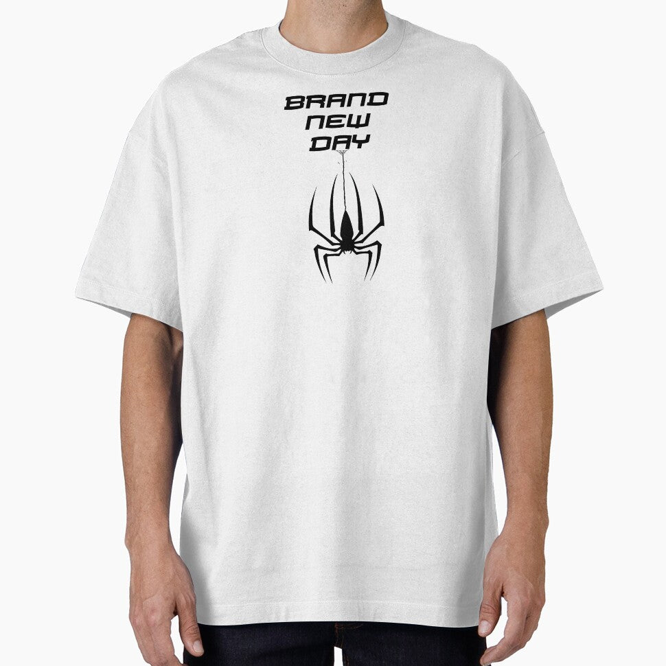 Brand New Day Spiderman Web T-Shirt, Gothic Streetwear Tee, Minimal Spider Graphic Shirt, Dark Aesthetic Halloween Clothing Casual Print T-Shirt