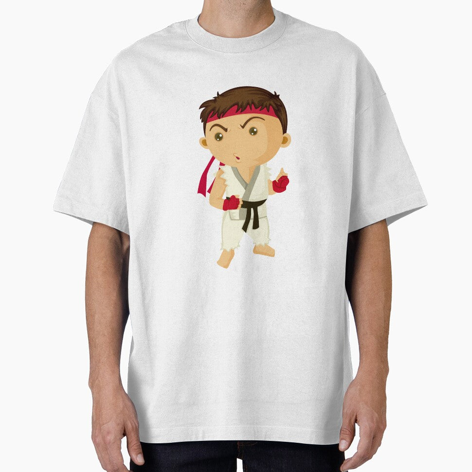 Cute Chibi Street Fighter Martial Artist Sticker | Kawaii Fighting Game Character Retro Style Tee