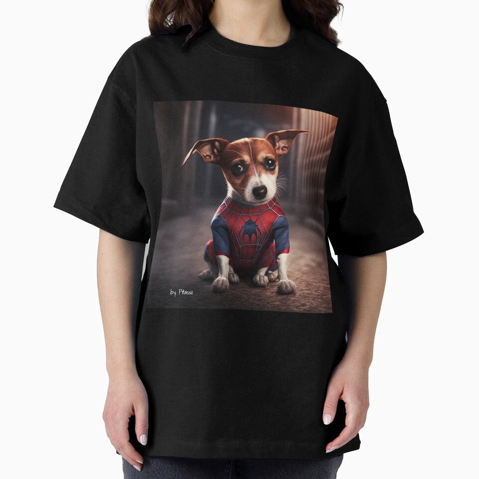 Cute dog wearing a spiderman costume - Jack Russel Terrier spiderman Retro Style Tee