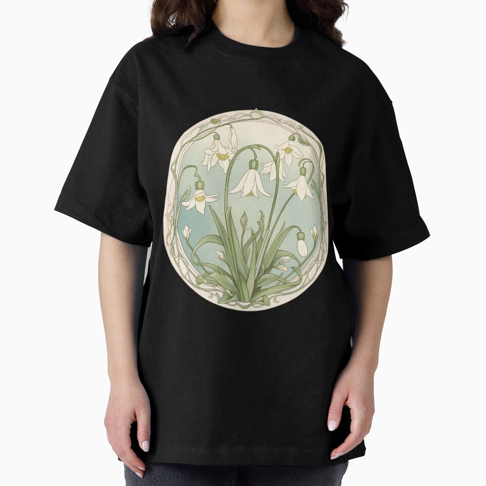 Art Nouveau Inspired Blooming Spring Snowdrops Retro Style Tee