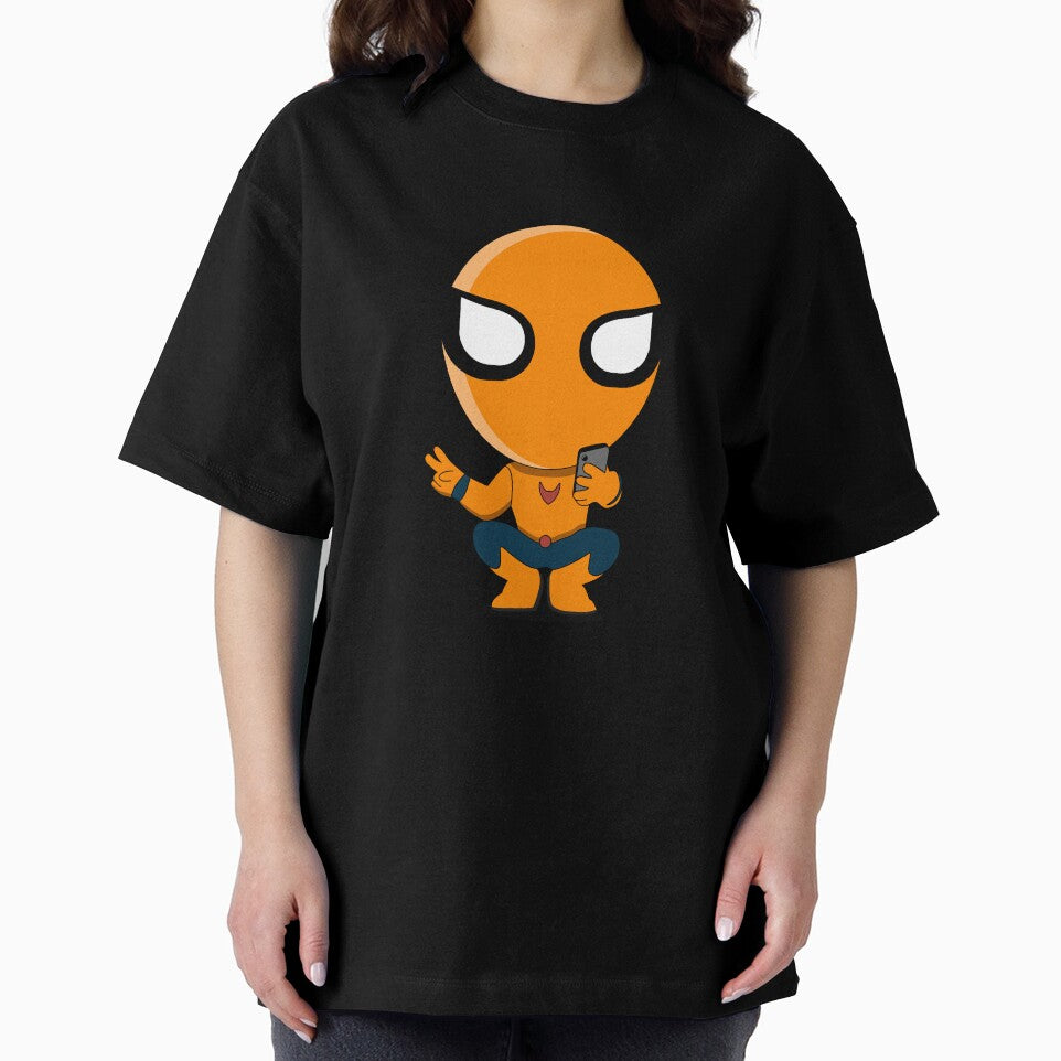 Cute Orange Superhero Mascot Sticker | Chibi Cartoon Hero Character | Cute Orange Superhero Mascot Cartoon Sticker | Chibi Comic Character Graphic T-Shirt