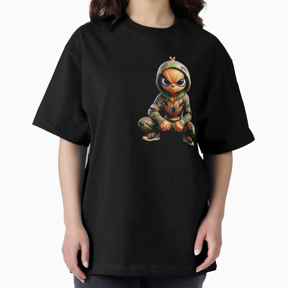 Cartoon camo orange spiderman character Casual Print T-Shirt