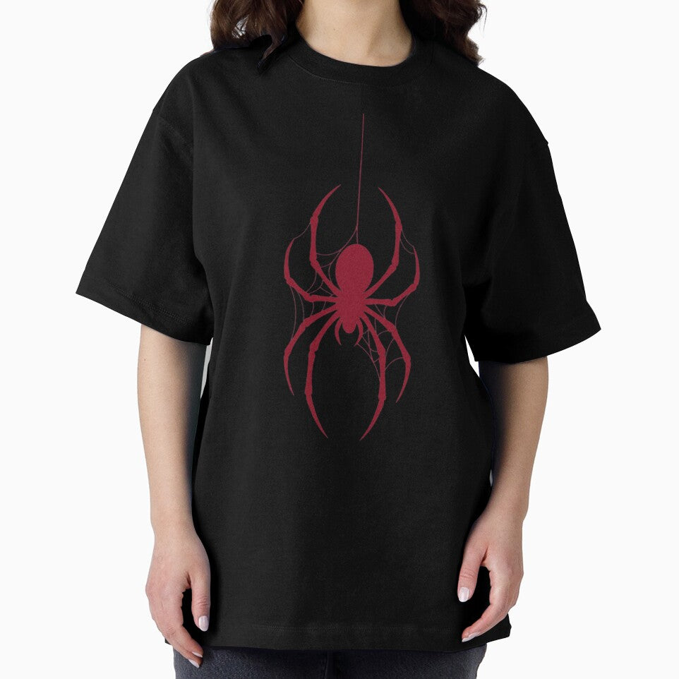 Crimson Hanging Spider Silhouette Gothic Web Art - Spider Man Brand New Day Casual Print T-Shirt