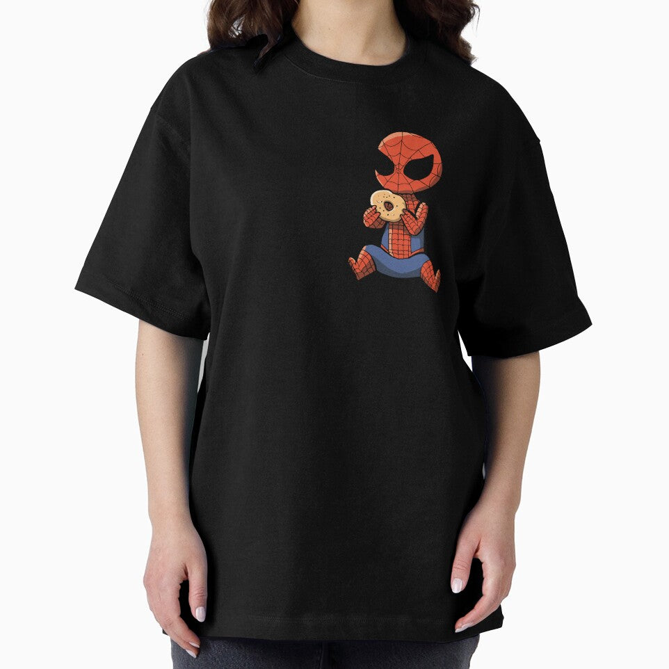 Baby Spider Bagel Break - Trendy Hilarious Comic Spider Art Eating Food Meme Cartoon Costume Everyday Graphic Tee