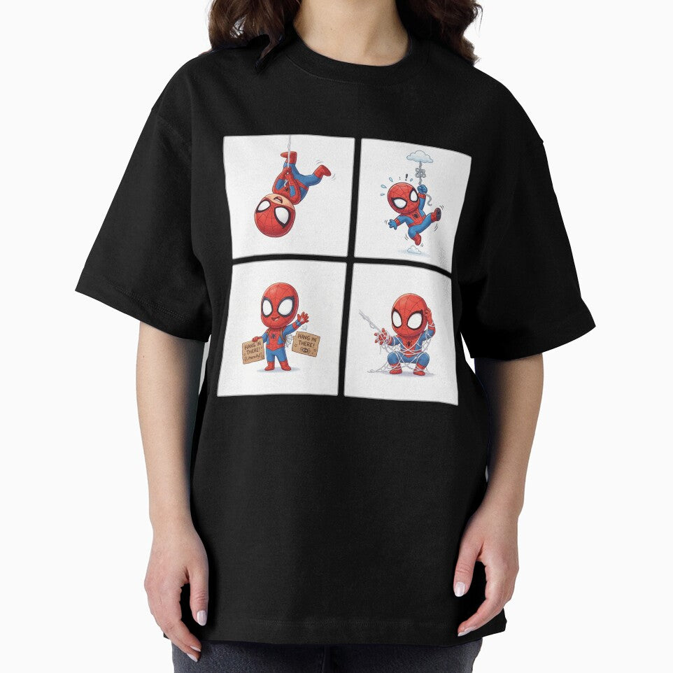 Cute Web Hero Motivational Set | Hang In There Cartoon Superhero | Funny Chibi Character Bundle Retro Style Tee
