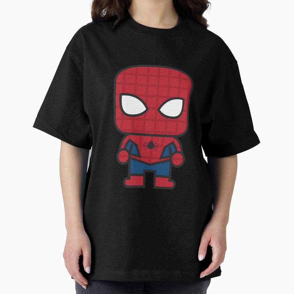 Cute Web Hero Chibi ÿ Kawaii Masked Superhero Cartoon | Minimal Comic Style Design Graphic T-Shirt
