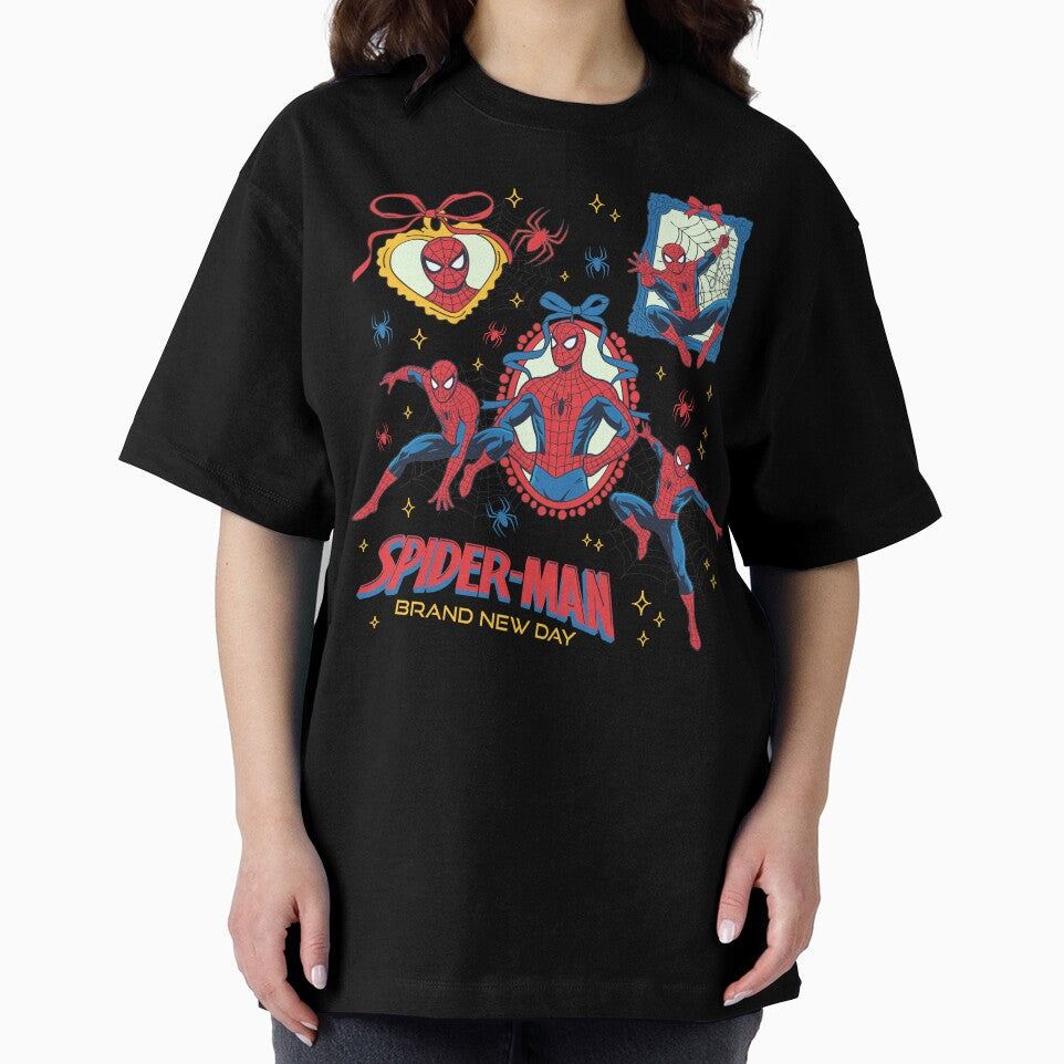 Comic Style Web Hero Collage With Bow Frame Design Graphic T-Shirt