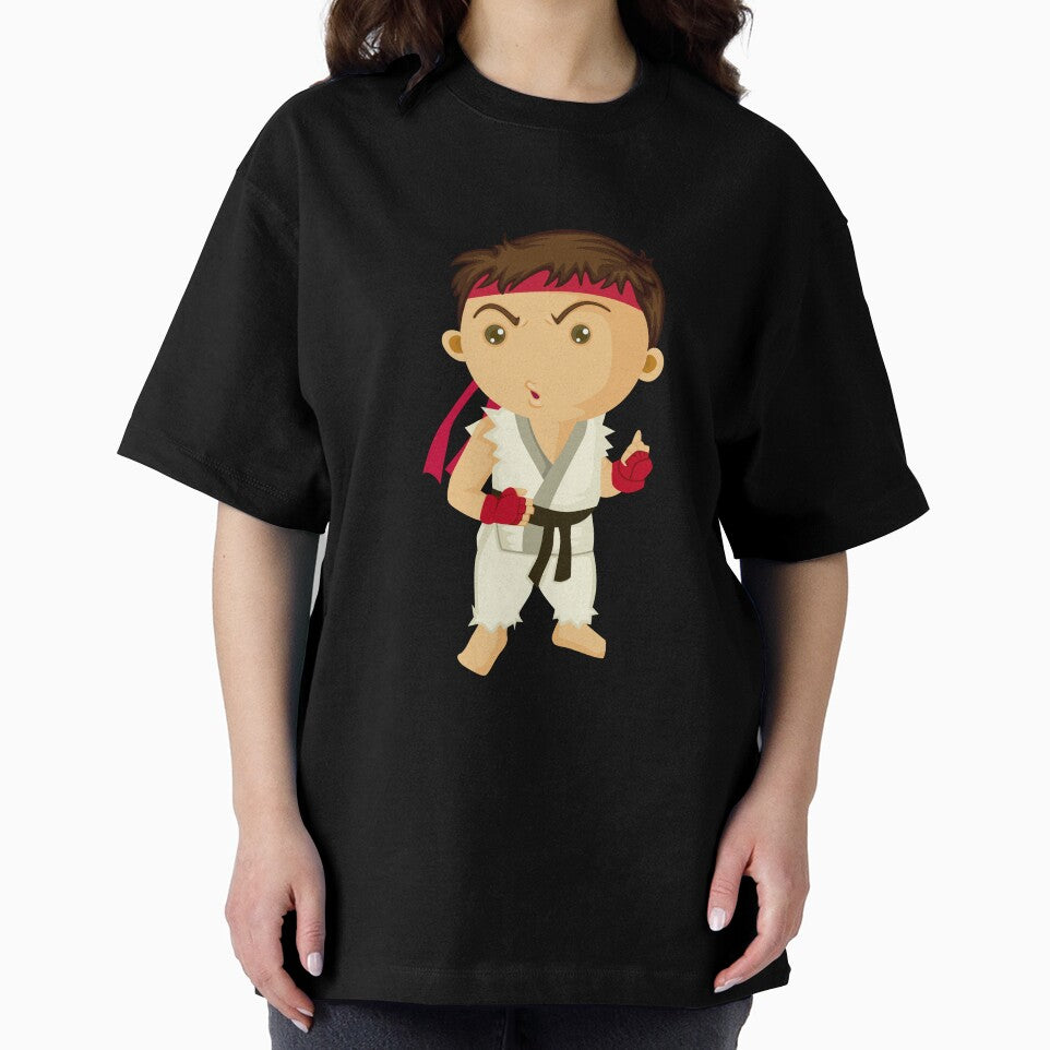Cute Chibi Street Fighter Martial Artist Sticker | Kawaii Fighting Game Character Retro Style Tee
