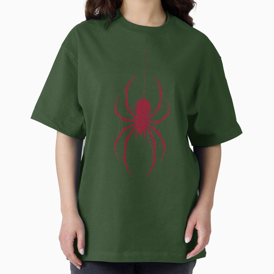 Crimson Hanging Spider Silhouette Gothic Web Art - Spider Man Brand New Day Casual Print T-Shirt