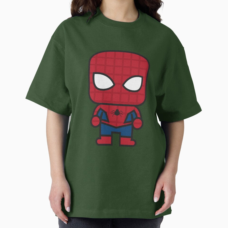 Cute Web Hero Chibi ÿ Kawaii Masked Superhero Cartoon | Minimal Comic Style Design Graphic T-Shirt