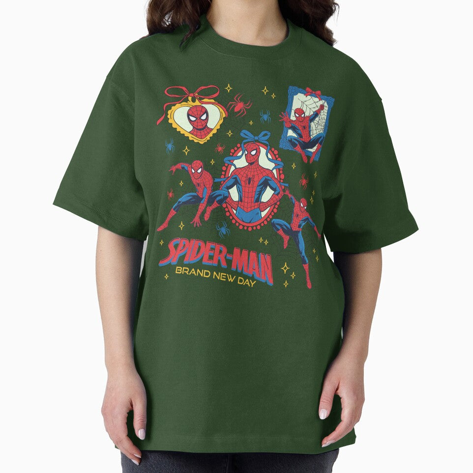 Comic Style Web Hero Collage With Bow Frame Design Graphic T-Shirt