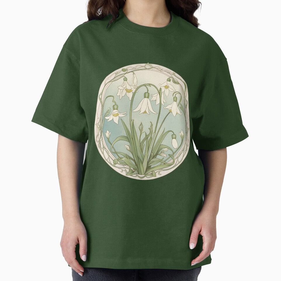 Art Nouveau Inspired Blooming Spring Snowdrops Retro Style Tee