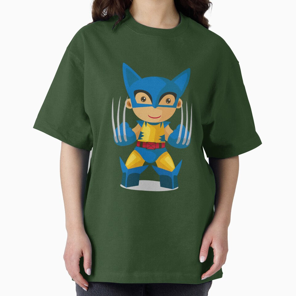 Cute Chibi Wolverine Superhero Cartoon Sticker | Adorable Comic Hero Vector Art Classic Graphic Shirt