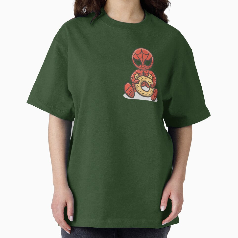 Baby Spider Bagel Break - Trendy Hilarious Comic Spider Art Eating Food Meme Cartoon Costume Retro Style Tee