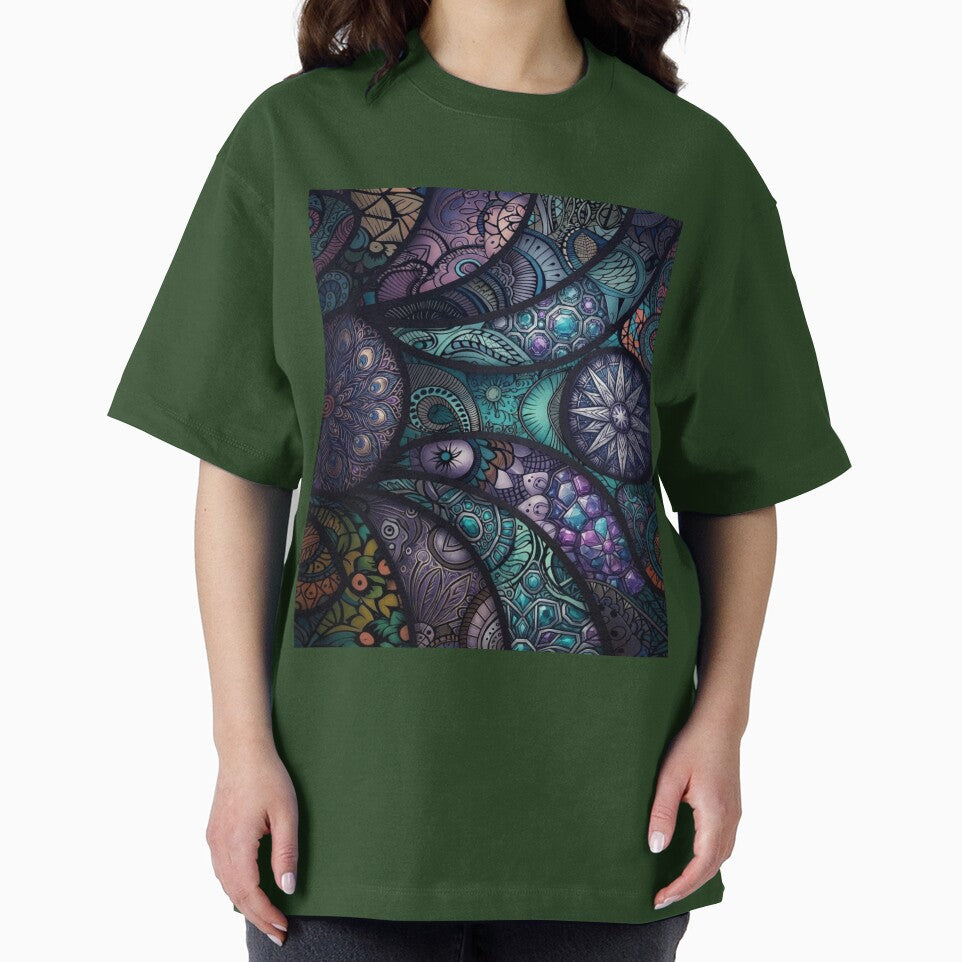 Abstract Boho Mandala Mosaic Pattern Everyday Graphic Tee