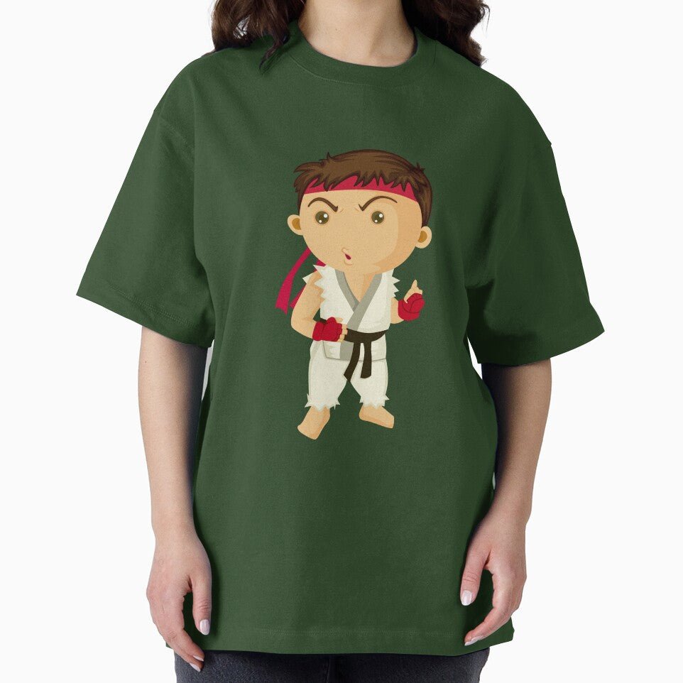 Cute Chibi Street Fighter Martial Artist Sticker | Kawaii Fighting Game Character Retro Style Tee