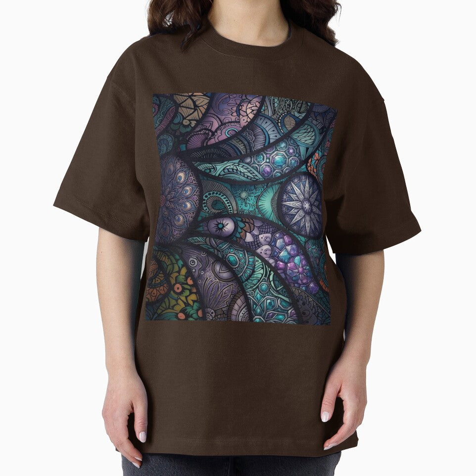 Abstract Boho Mandala Mosaic Pattern Everyday Graphic Tee