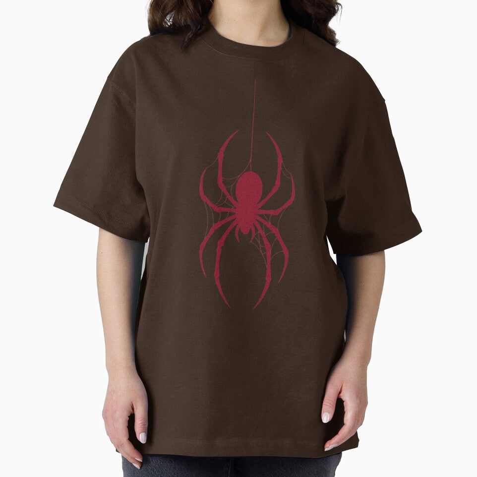 Crimson Hanging Spider Silhouette Gothic Web Art - Spider Man Brand New Day Casual Print T-Shirt