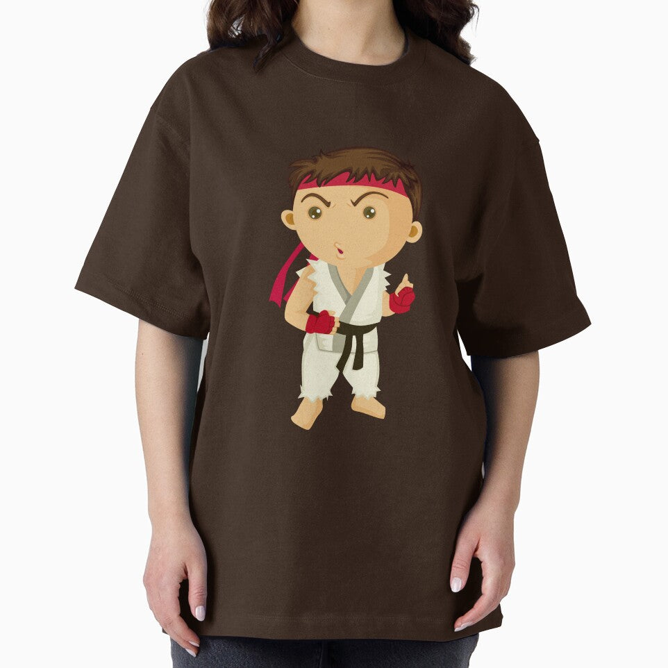 Cute Chibi Street Fighter Martial Artist Sticker | Kawaii Fighting Game Character Retro Style Tee